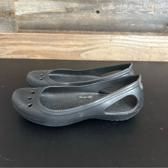 CROCS Shoes - Crocs Kadee Black Slip On Flats Comfort Shoes Women Size‎ 7 Waterproof Garden